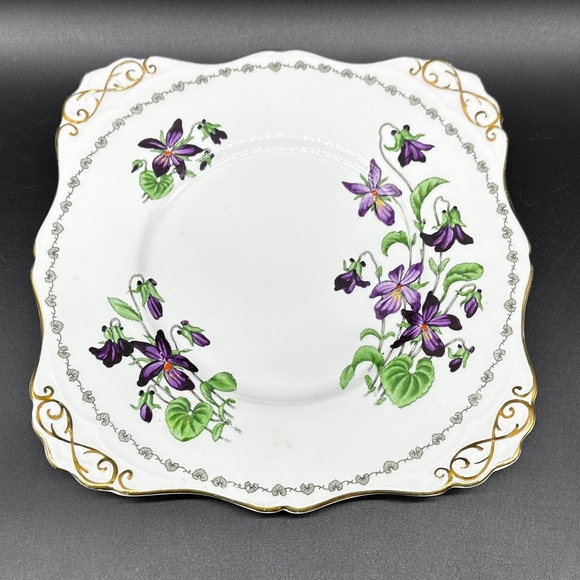 Tuscan Woodland hand painted  Square Cake Plate Platter Bone China England - Picture 3 of 5